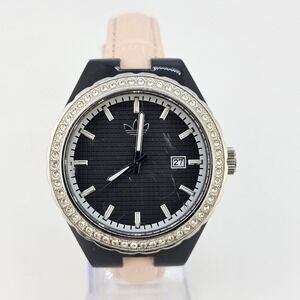 Adidas Women's Watch 43MM Black Dial Date NEW Pink Leather Bands NEW Battery‎